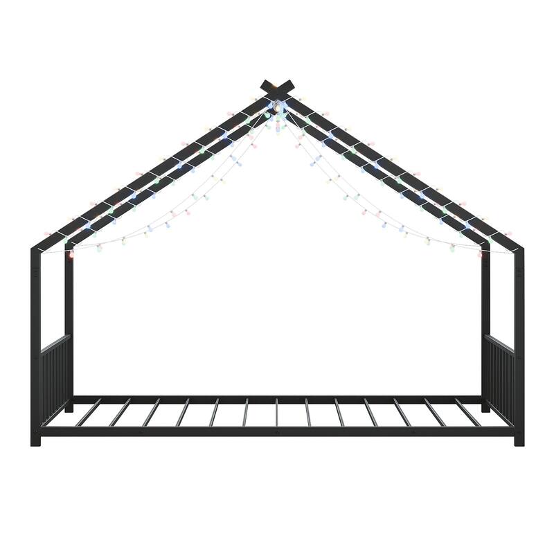 Children's bed frame with LED light strips