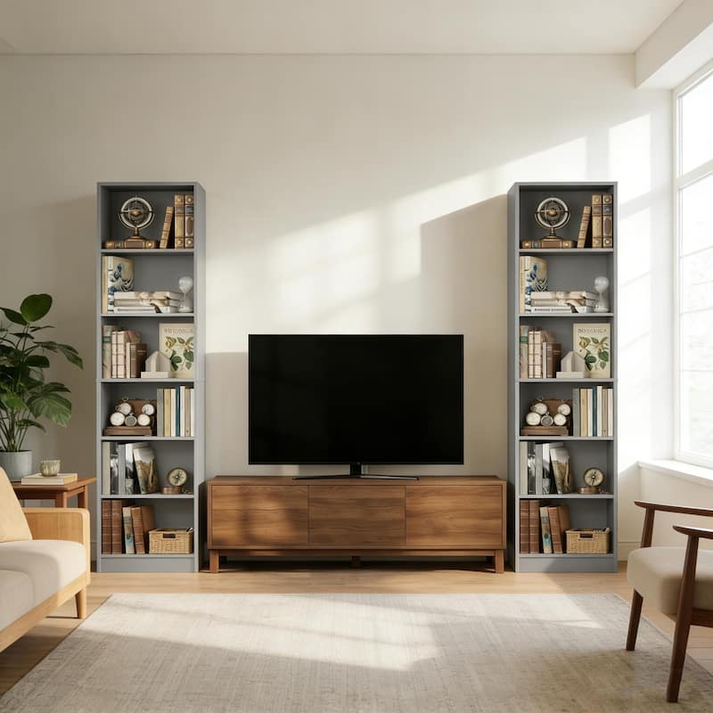 80"H Tall 6-Tier Bookcase With 2 Adjustable Shelves，Modern Open Storage Shelf for Home Office and Bedroom