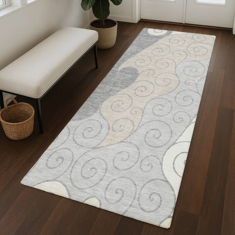 Machine Washable Indoor/ Outdoor Swirly Chantille Rug