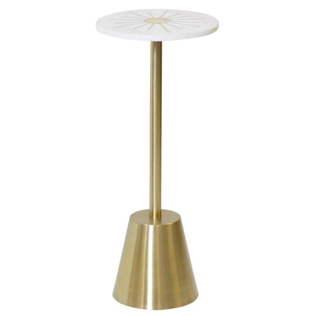 StyleCraft Aurelia Pedestal Accent Table - White & Gold