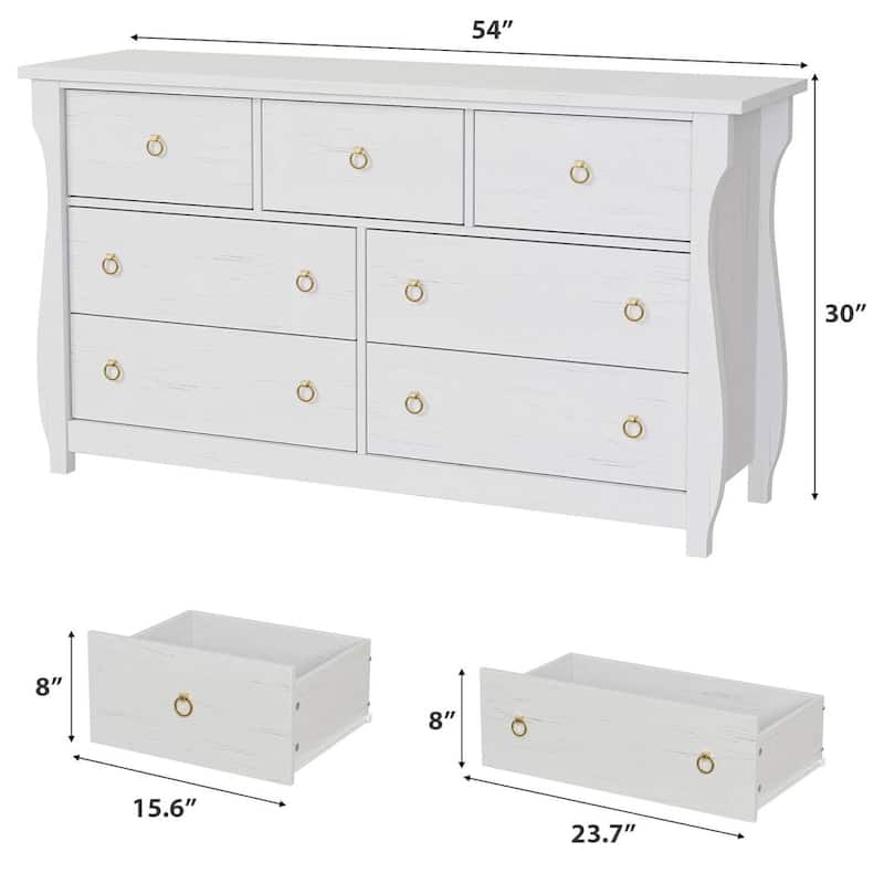 Natural 7-Drawer Dresser for Living Room, Bedroom, Entryway
