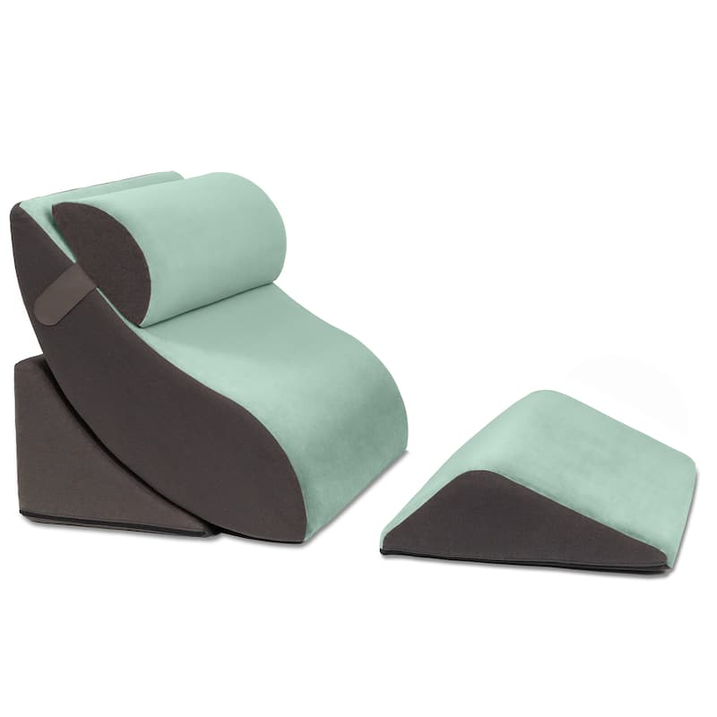 Avana Kind Bed Microvelvet 4-piece Support Pillow Comfort System - Sage & Grey