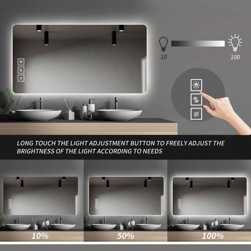 31.5" x 23.6" Wall Mounted Bathroom Mirror with LED Light and Anti-Fog
