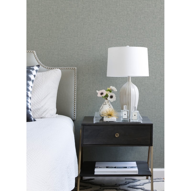 A-Street Prints Bentley Slate Faux Linen Wallpaper
