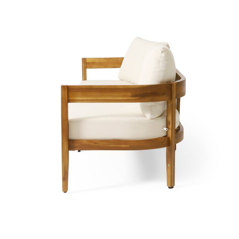 Christopher Knight Home - Brooklyn 5-Piece Outdoor Acacia Wood Patio Conversation Set with Wooden Slatted Coffee Table