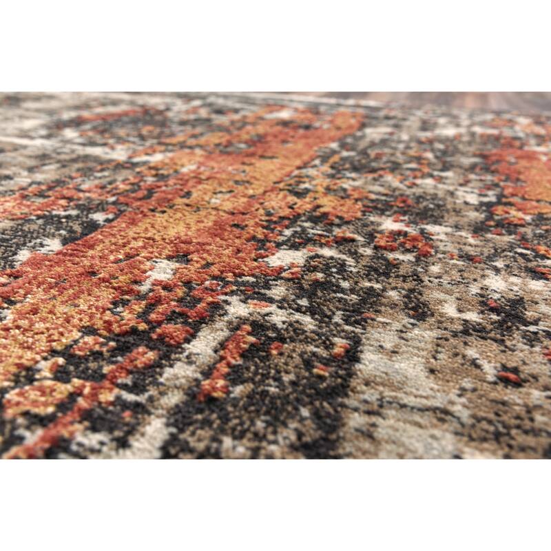 Alora Decor Alure Beige, Brown, and Red Abstract Wool Blend Rug