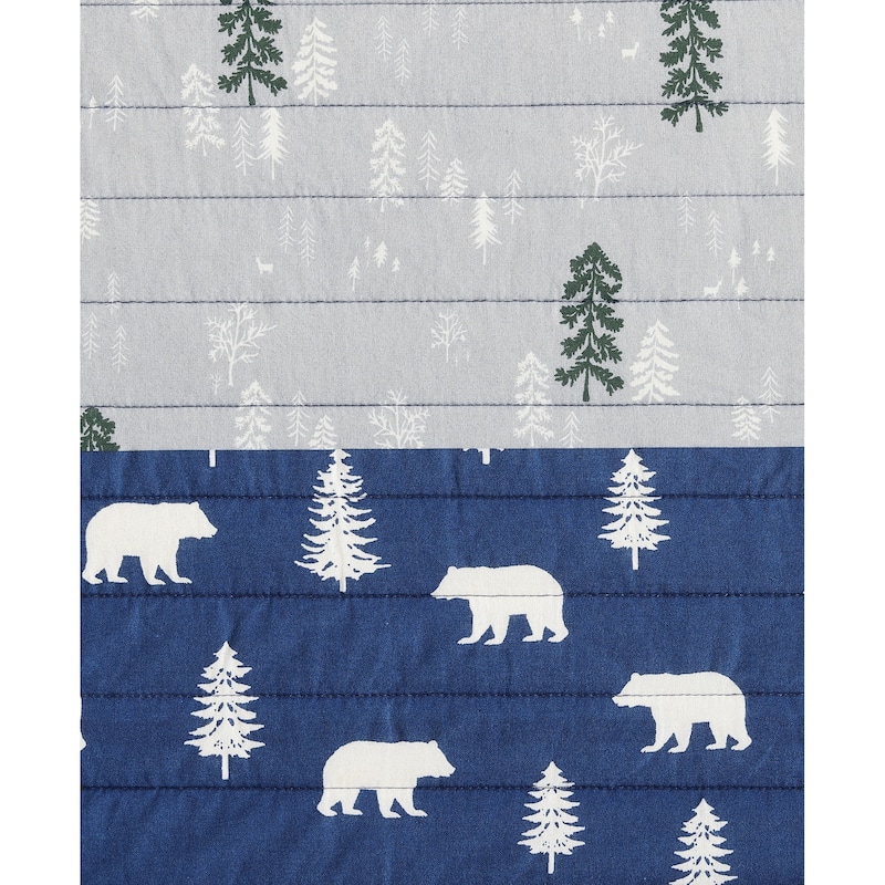 Eddie Bauer Blue Creek Plaid Cotton Reversible Quilt Set