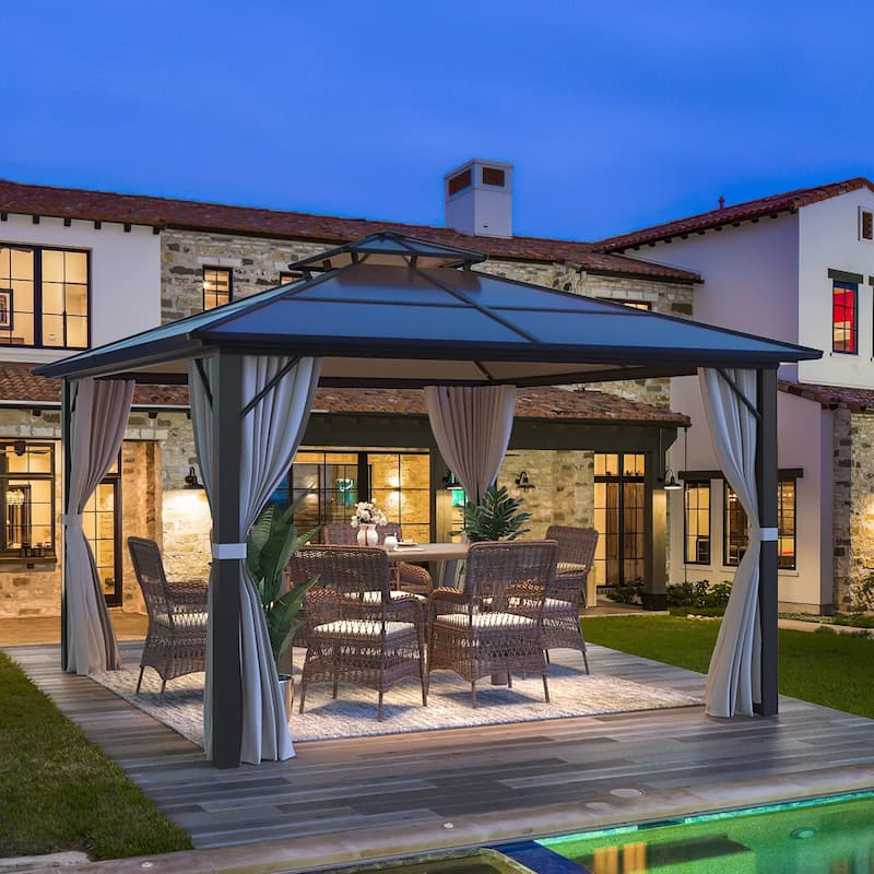 EROMMY 12'x12' Outdoor Double Roof Hardtop Gazebo for Patio, Garden