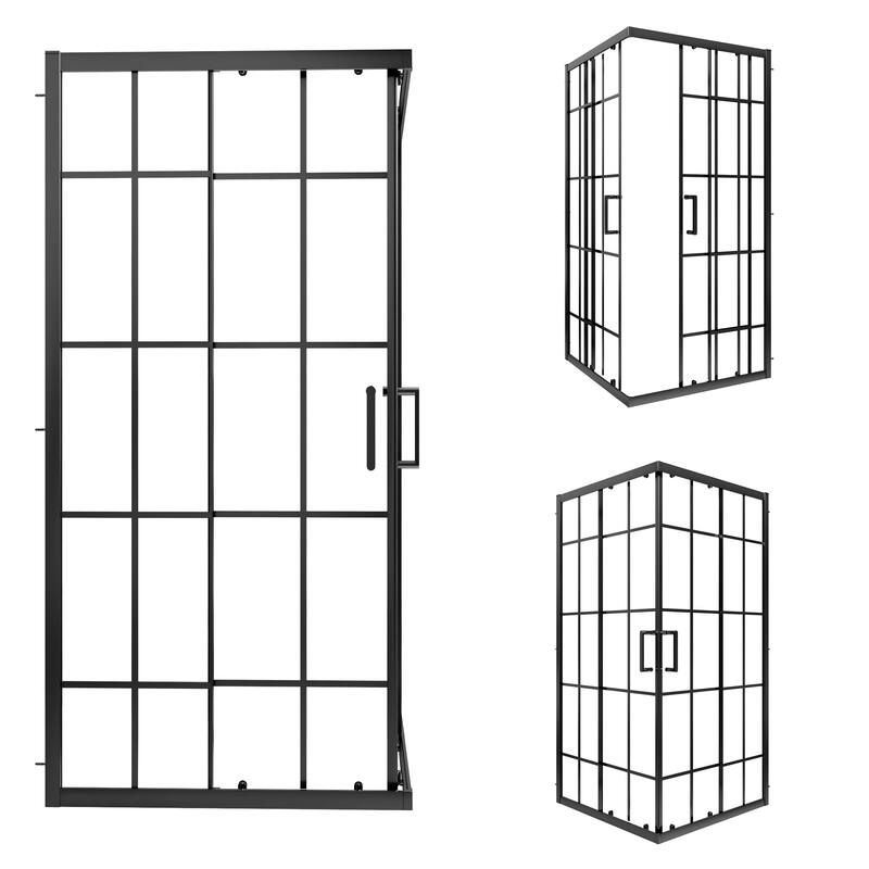 Modland 36'' x 71'' Corner Sliding Shower Door - Self-Cleaning Glass, Magnetic Seal, Matte Black / White