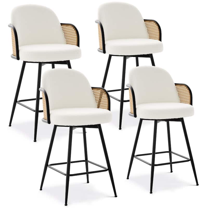 26" Swivel Boucle Fabric Upholstered Bar Stool - 38.2"H x 21.5"W x 23.2"D