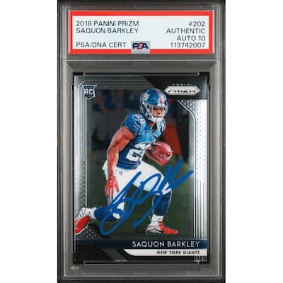 Saquon Barkley 2018 Panini Prizm Signed Rookie Card #202 Auto Graded PSA 10 2007 - 8' x 11'