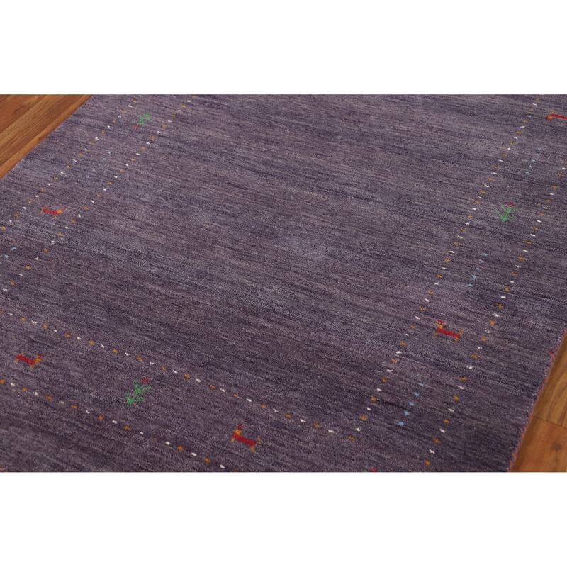 Hand Knotted Oriental 100% Wool Carpet Tribal Tribal Purples Gabbeh Area Rug - 5' 10'' X 4' 0''
