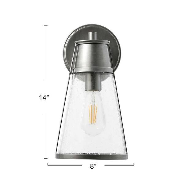 dimension image slide 0 of 3, Robert Stevenson Lighting Jaxon - Metal and Seedy Glass Wall Sconce