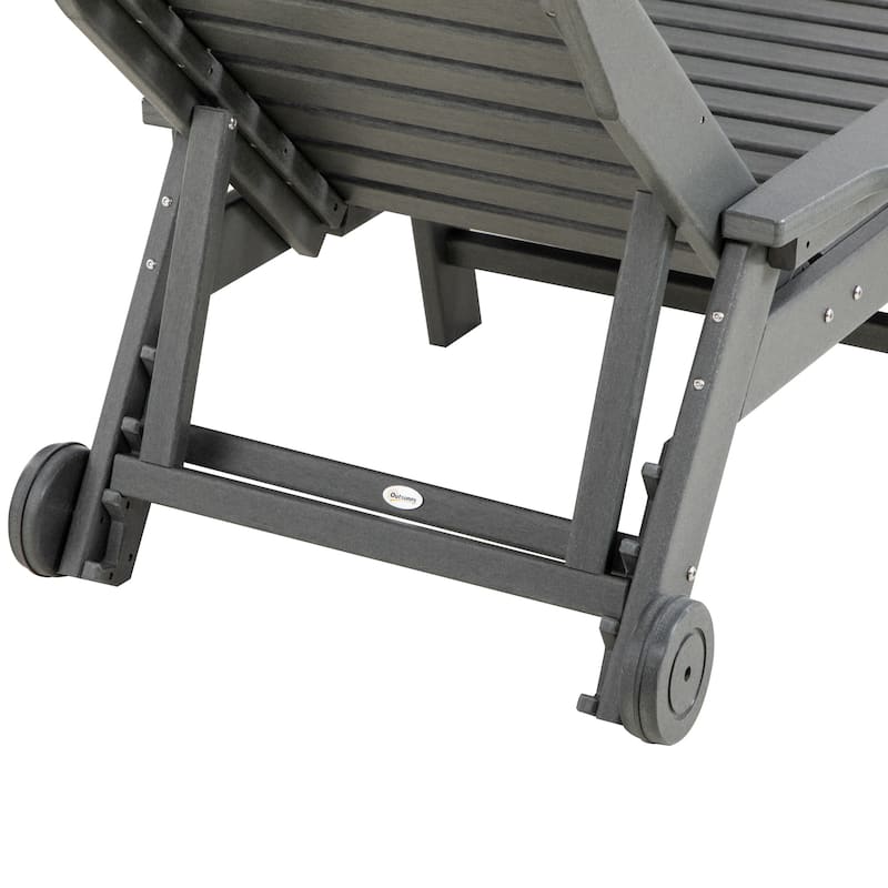 Outsunny Outdoor Chaise Lounge Chair Recliner with Adjustable Back and wheels for Beach Poolside Patio Light Gray