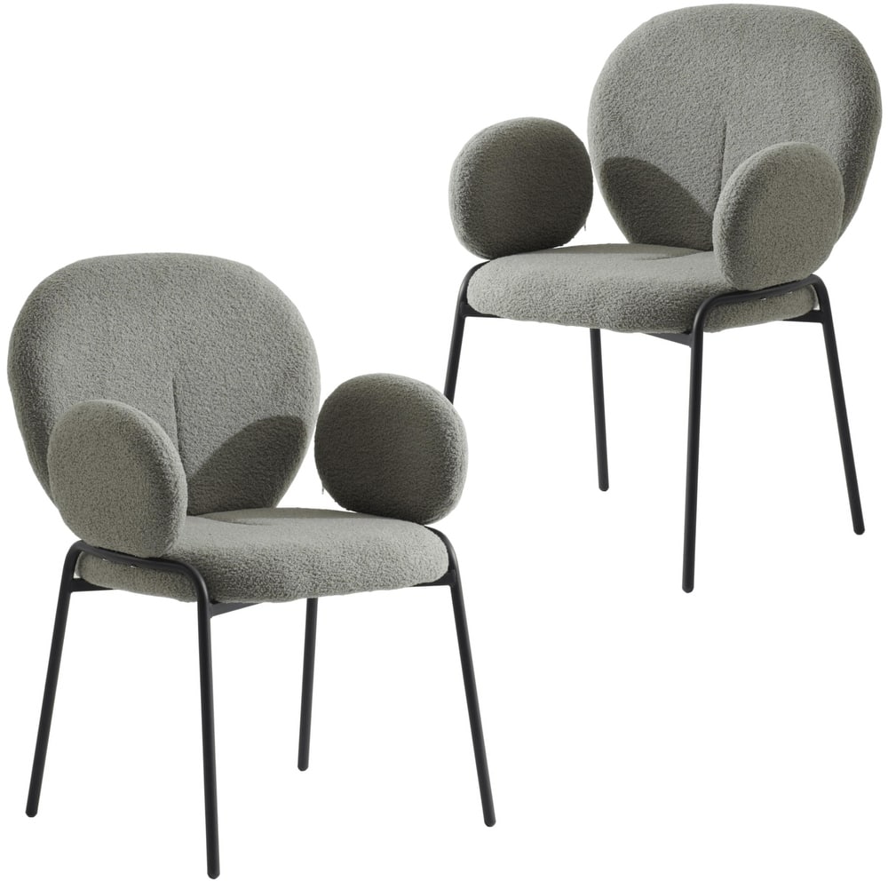 Celestial Boucle Upholstered Iron Dining Chairs Set of 2 by LeisureMod