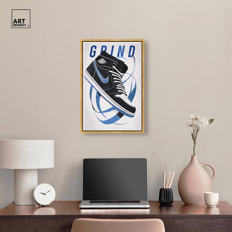 Blue Ribbon Sneaker Canvas by Art Remedy