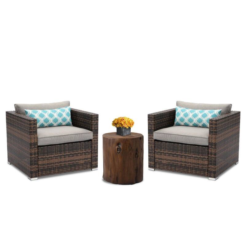 COSIEST Outdoor Patio Brown Wicker Sectional Sofa Set