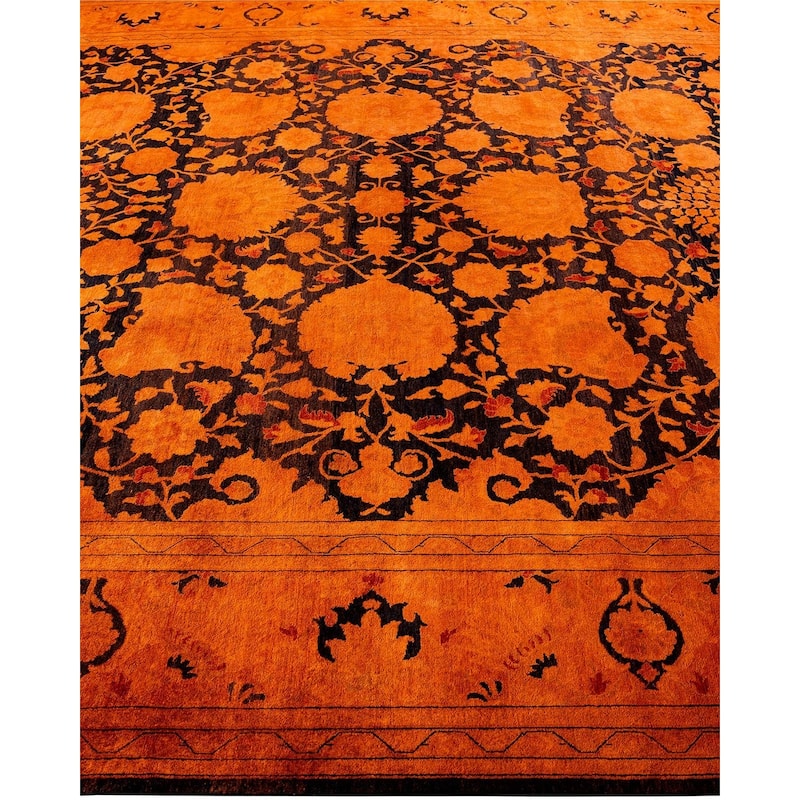 Overdyed, One-of-a-Kind Hand-Knotted Area Rug - Orange - 9' 2" x 11' 6"