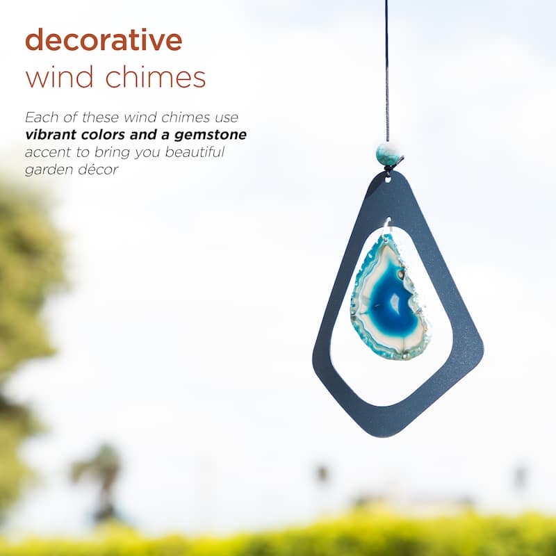 39" Blue Metal Windchime with Blue Gemstone