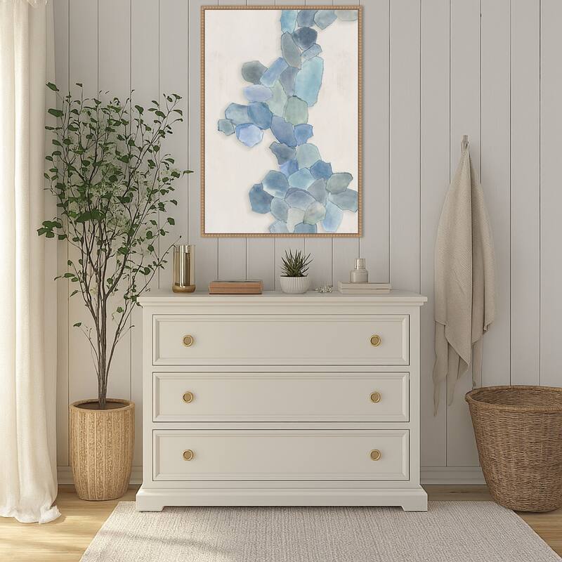 Soft Blue Mosaic Cascade by Hannah Dawson (23 x 33 in.), Framed Canvas Wall Art Print