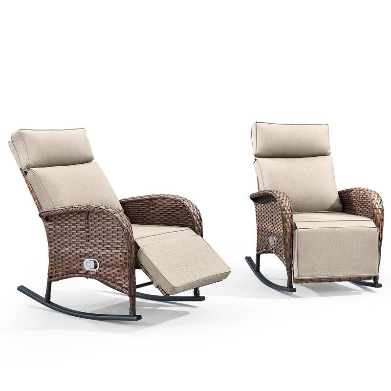 Pocassy Versatile Outdoor Recliner Rocker Chair with Side Table