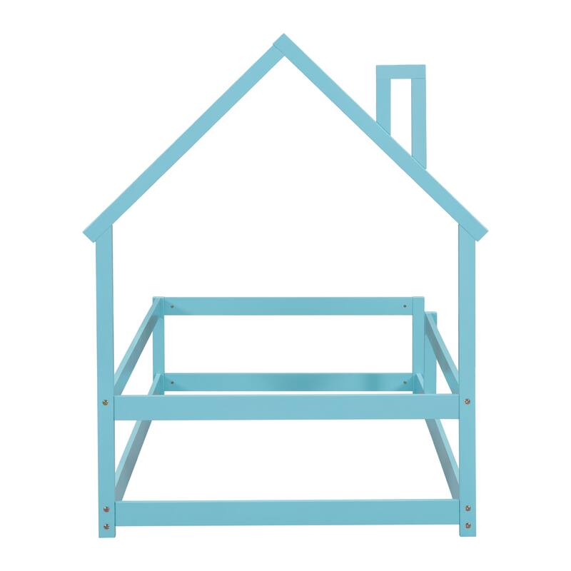 Twin Size Wood bed with House-shaped Headboard