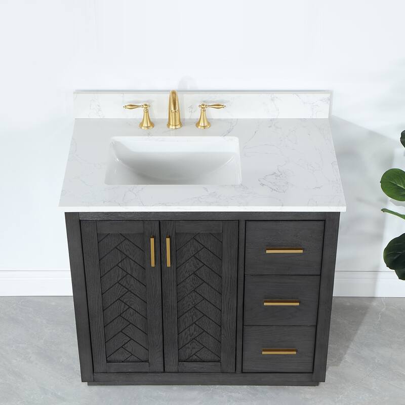 Altair Gazsi Bathroom Vanity with Composite Stone Countertop without Mirror