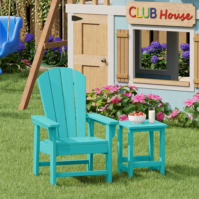 Laguna Kids Outdoor Poly Adirondack Chair With Side Table 2-Piece Set