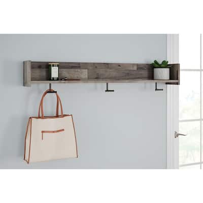 Signature Design by Ashley Wall Mounted Coat Rack with Shelf - 52.75" W x 7.5" D x 7.5" H
