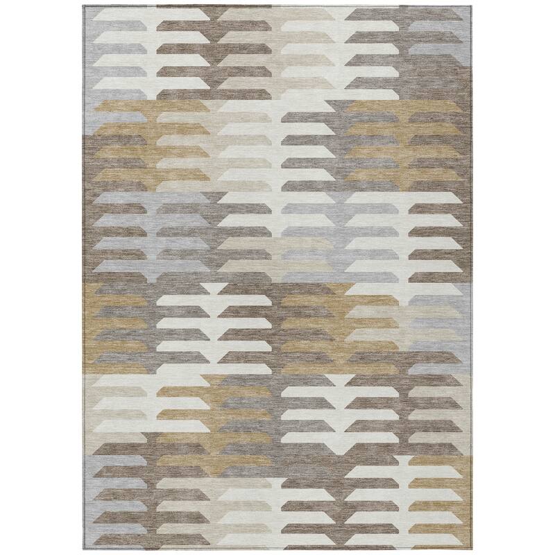 Machine Washable Indoor/ Outdoor Modern Stacks Chantille Rug