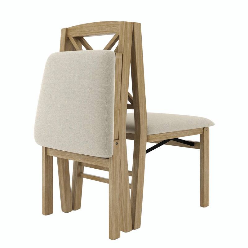 X-Back Scandinavian Dining Chairs, Set of 2 Upholstered Wooden Chairs for Kitchen, Dining Room