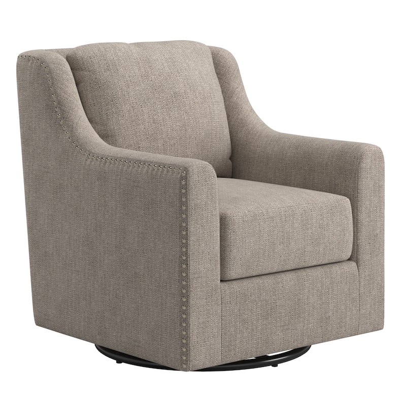 Orwyn Nailhead Slope Arm Swivel Chair by iNSPIRE Q Classic - Grey