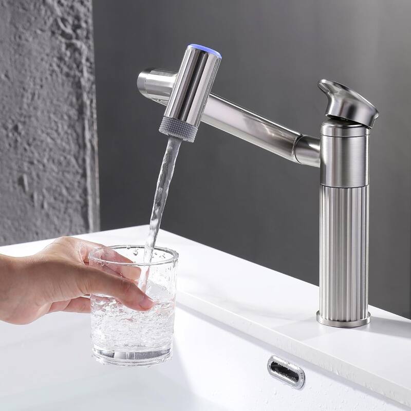 Lefton Rotatable Bathroom Faucet with Temperature Display in Fahrenheit with 2 Water Modes, BF2208-PRO