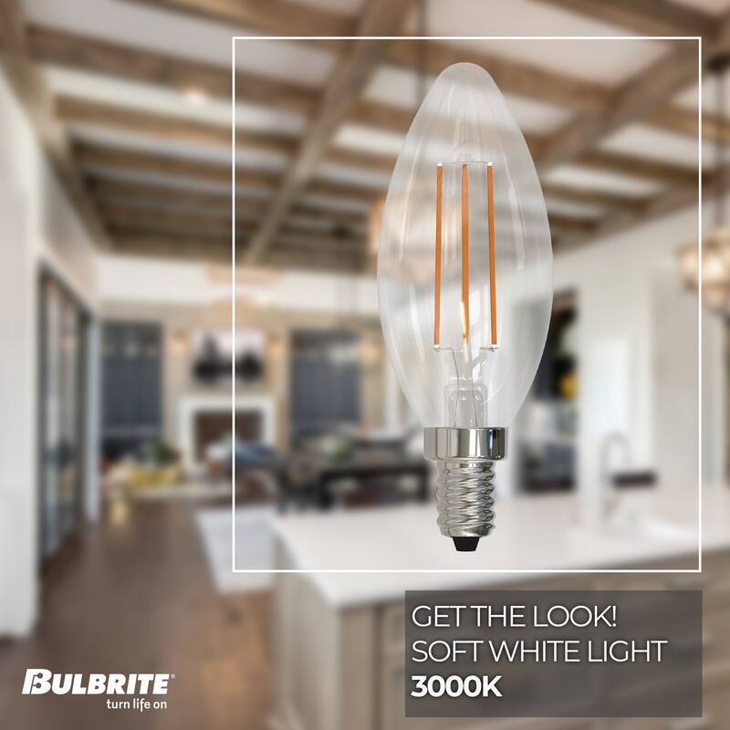 Bulbrite Pack of (4) Dimmable Clear Filament B11 Candelabra (E12) LED Bulb