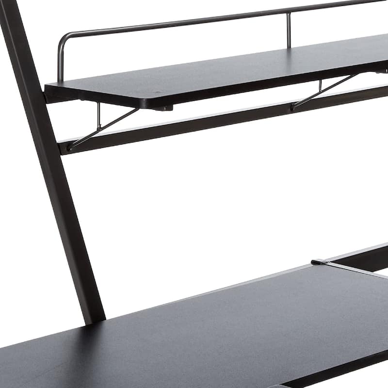 Contemporary Metal Loft Bed with Desk, Black and Silver Size - Twin