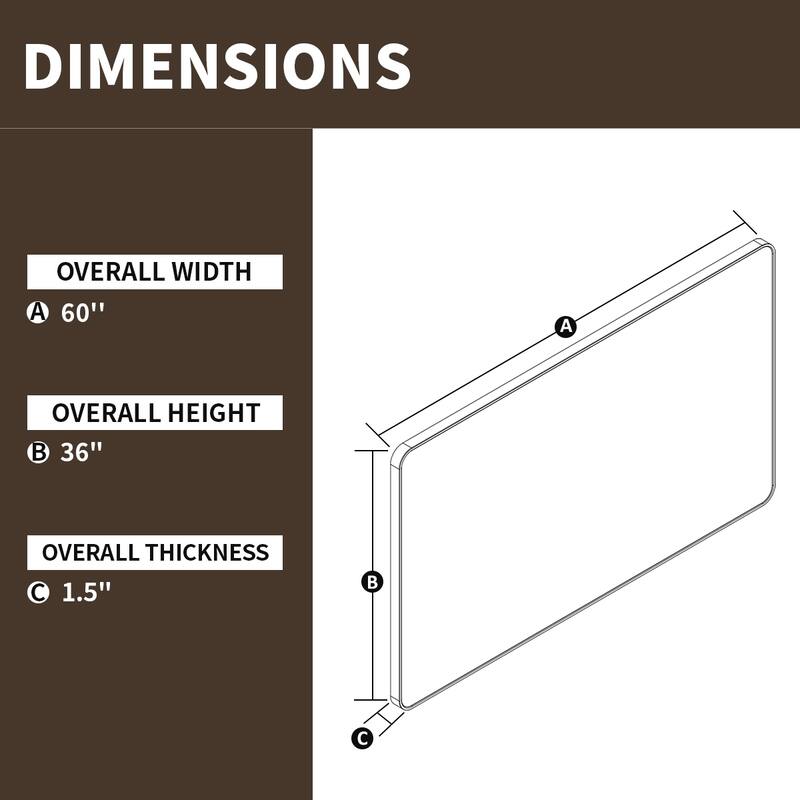 24/30/42/48/60 inch Rectangle Frameless Wall Mounted Bathroom Vanity Mirror