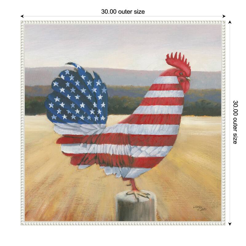 American Rooster by Wellington Studio Framed Canvas Wall Art Print - 30 x 30 in