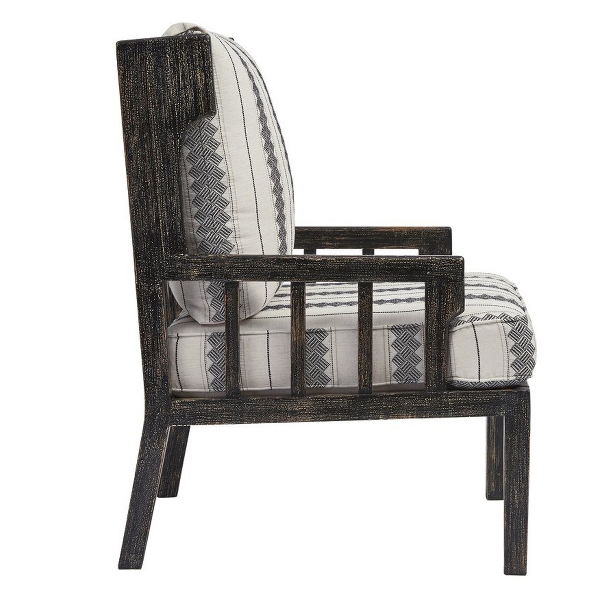 Shop Black Friday Deals On Wooden Accent Chair With Reversible Cushions And Tribal Pattern Black On Sale Overstock 31907340