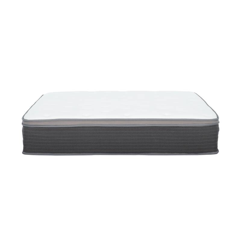 12 in. Pocket Spring Hybrid Bed in a Box Mattress, Queen, Plush Gel Memory Foam Mattress, White/Gray - Queen
