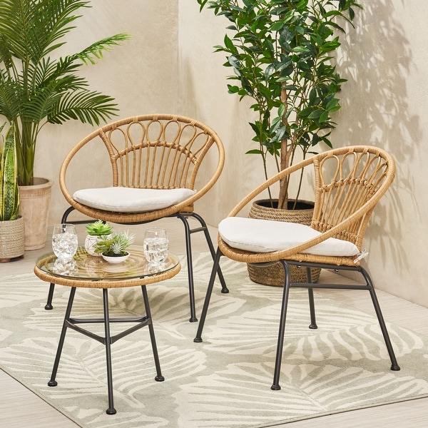 Banya Outdoor Faux Wicker Chat Set by Christopher Knight Home. Opens flyout.