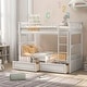 preview thumbnail 14 of 25, Twin over Twin Bunk Bed with Convertible Beds, Drawers, Sturdy Pine Wood Construction, Fence Guardrail, Easy Assembly, Grey White