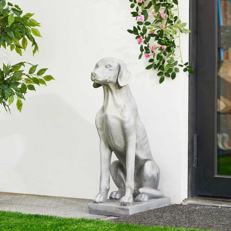 Glitzhome 28"H MGO Sitting Labrador Retriever Dog Outdoor Statue Sculpture