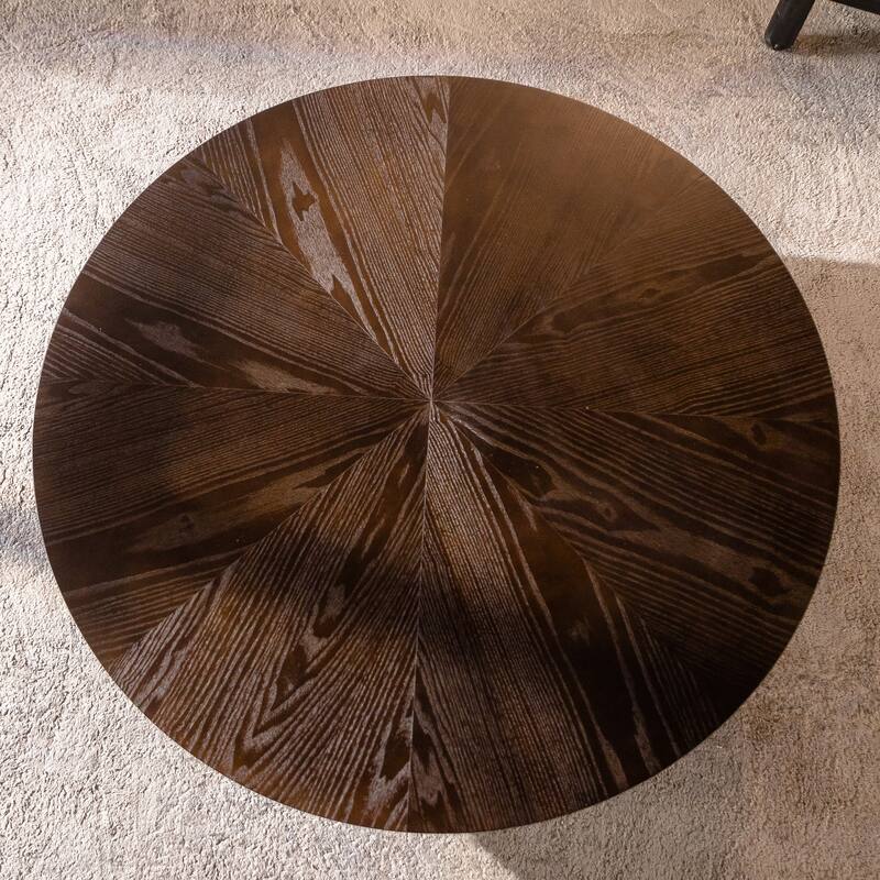 39.37" Retro Round Coffee Table with Storage Space, Suitable for Living Room and Office