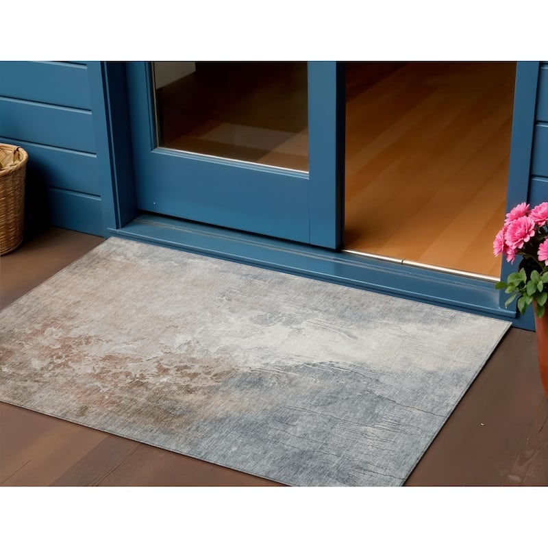 HomeRoots Abstract Transitional Rectangle Outdoor Rug - 3' x 5'