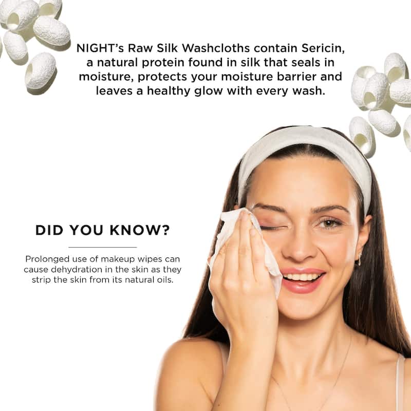 NIGHT Raw Silk Skincare Washcloth 3pk - O/S