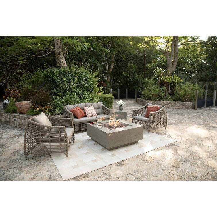 AMS Fireplace Brooklyn Travertine Fire Pit Bundle - 40" x 40" x 17"