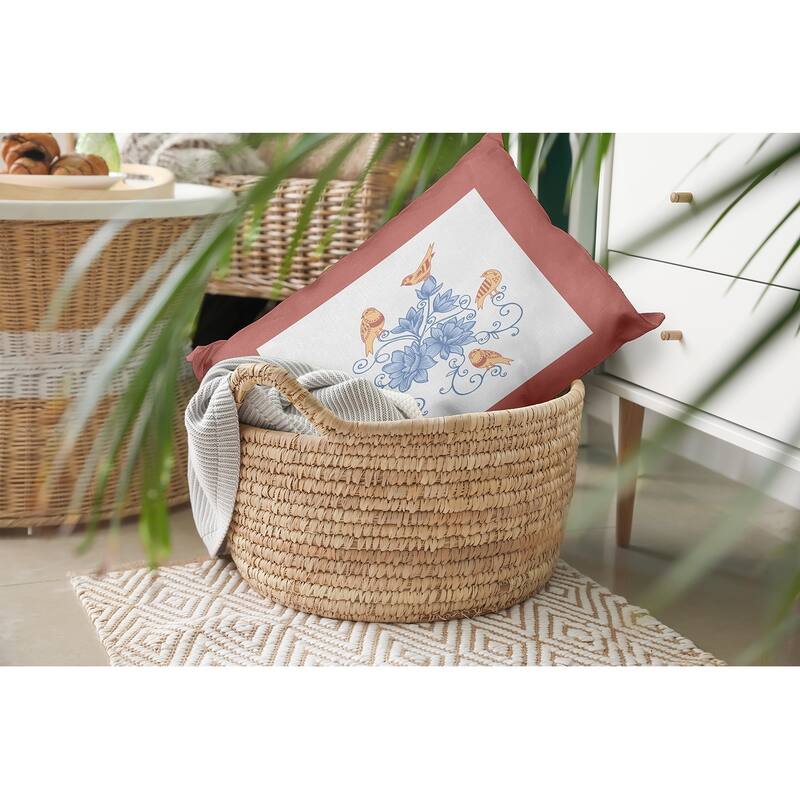 Birds And Flowers Decorative Throw Pillow