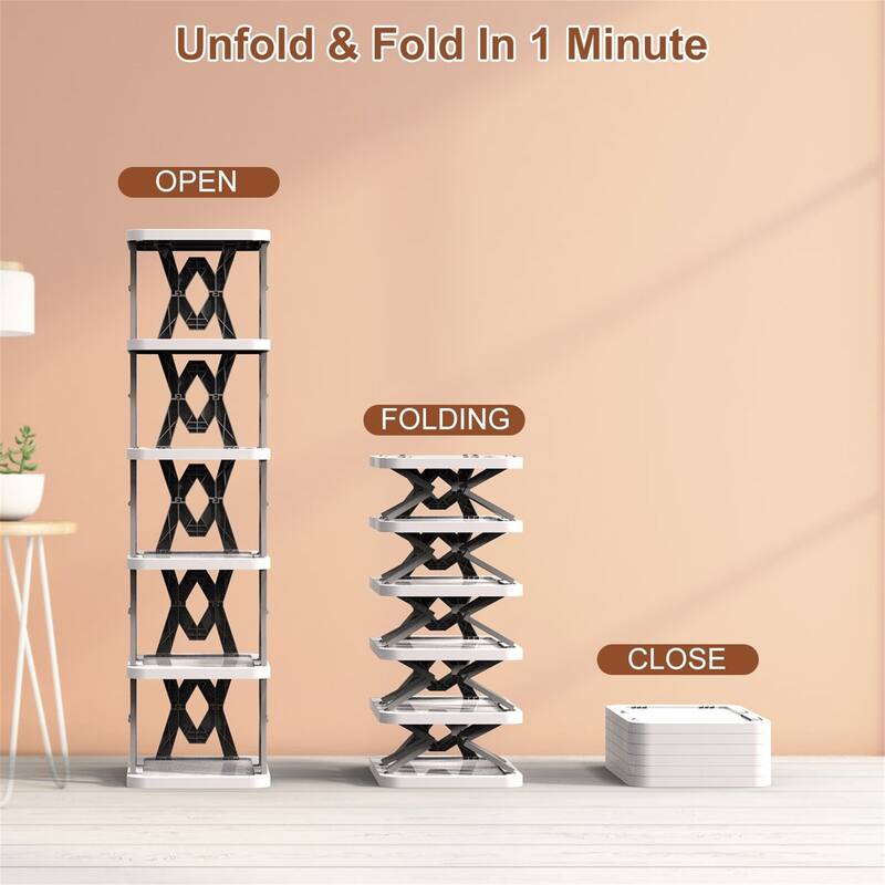6 Tier Foldable Shoe Rack Vertical Shoe Organizer