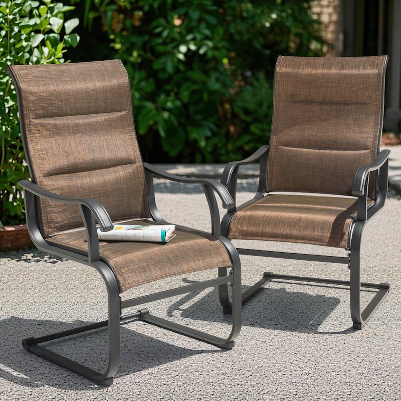 Outdoor Patio Dining Chairs, Breathable Textilene, Iron Frame