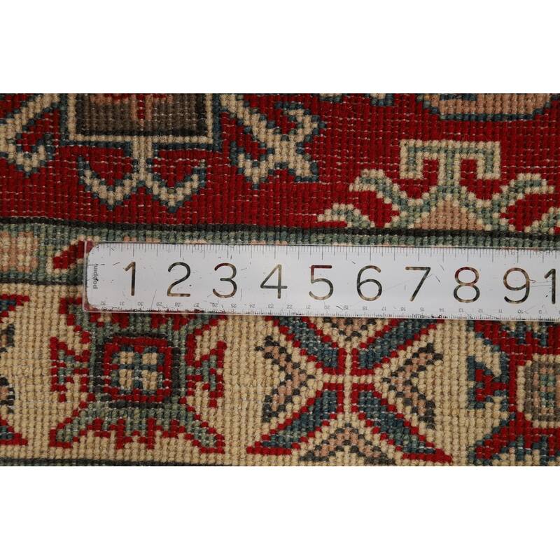 Red Kazak Foyer Rug Handmade Traditional Wool Carpet - 3'0"x 3'11"